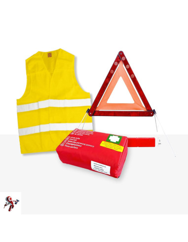 ECOCAR Kit Accessori Auto, Valigetta Primo Soccorso, Triangolo e Gilet