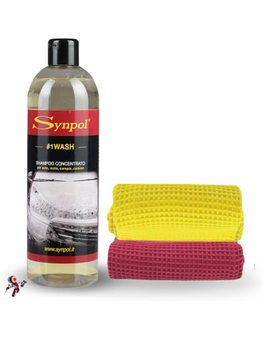 Synpol - Kit Shampoo Concentrato per Auto più 2 Panni in Microfibra