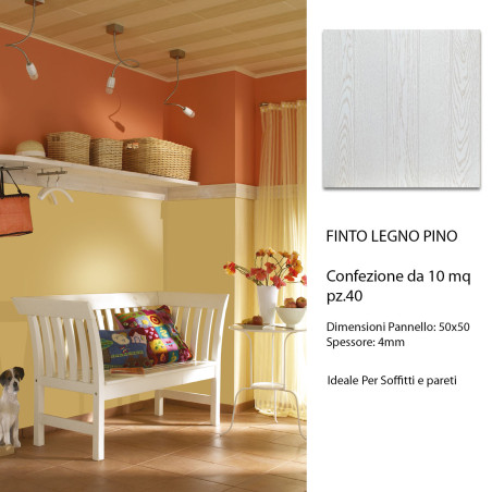 Pannello in polistirolo finto legno per pareti e soffitti 50x50 athen bianco (10mq)