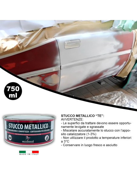 Stucco Metallico Carrozzeria Auto Moto Vespa Bicomponente con Catalizzatore 750 ml Sovraverniciabile