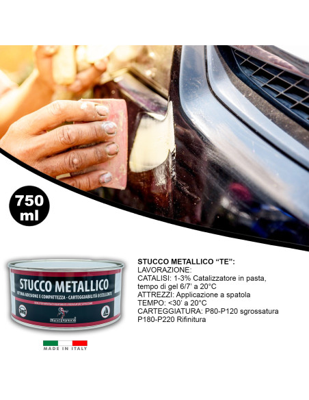 Stucco Metallico Carrozzeria Auto Moto Vespa Bicomponente con Catalizzatore 750 ml Sovraverniciabile